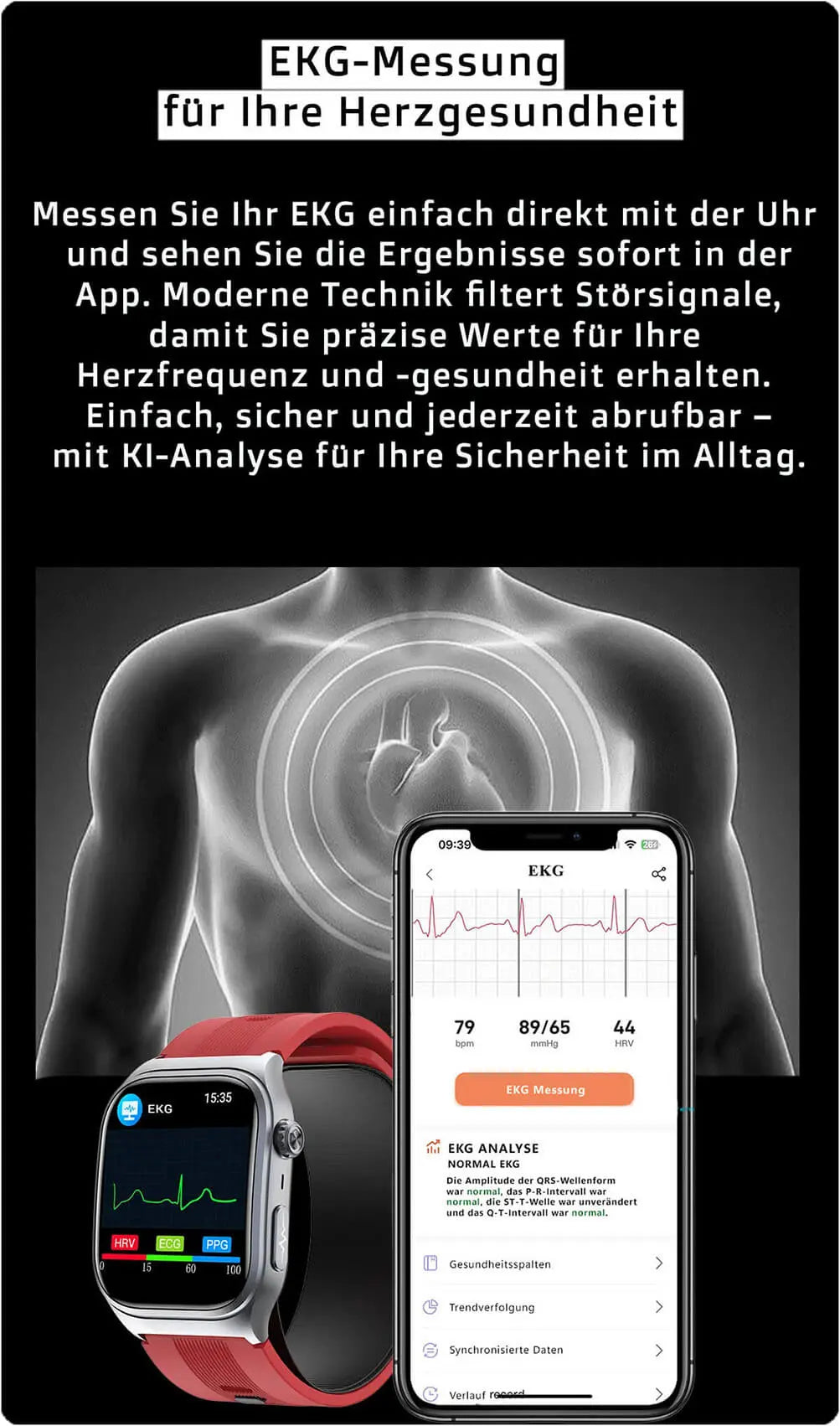 VitaFit Air3 Smartwatch mit Blutdruckmessung Pumparmband Meditakt  Gesundheitsuhren