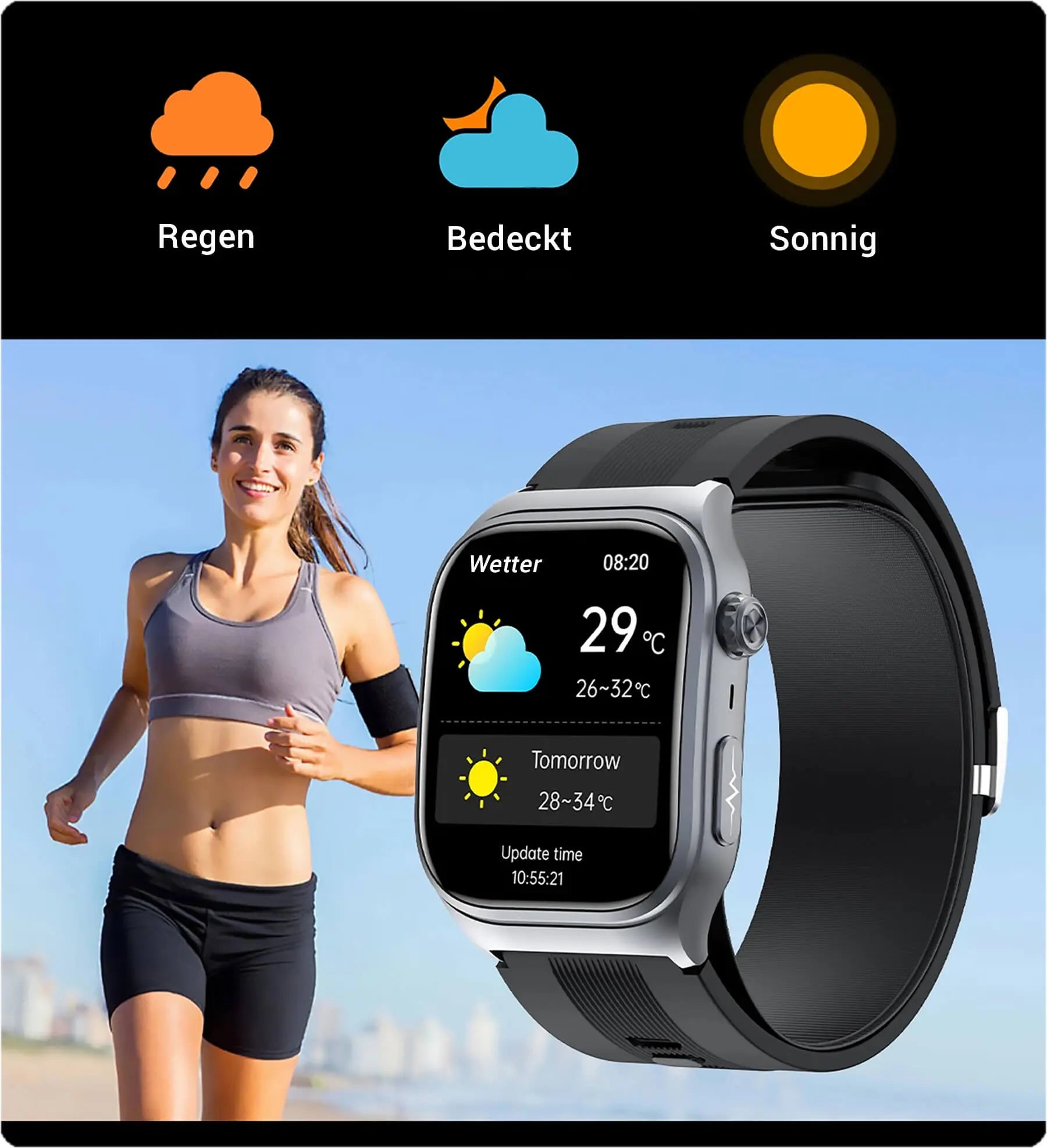 VitaFit Air3 Smartwatch mit Blutdruckmessung Pumparmband Meditakt  Gesundheitsuhren