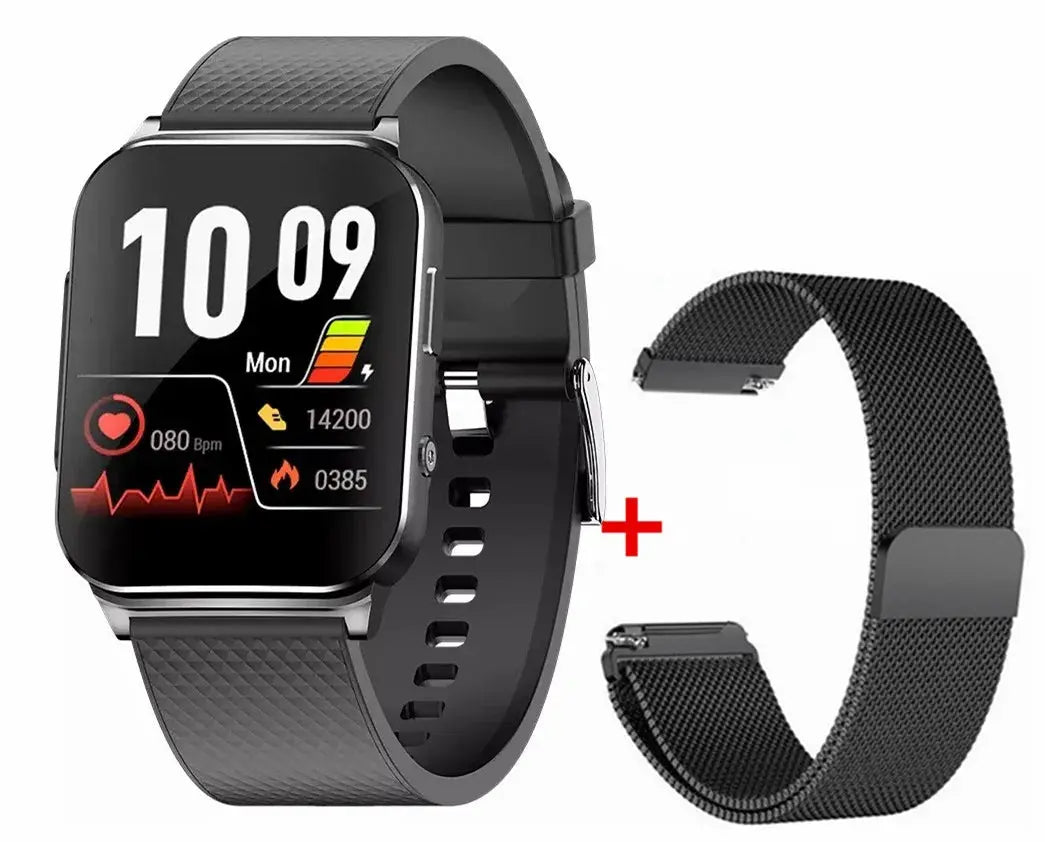 VitaFit Pro 2 Connect Meditakt Silikonband +Milanaise - Schwarz Modern(Eckig) 