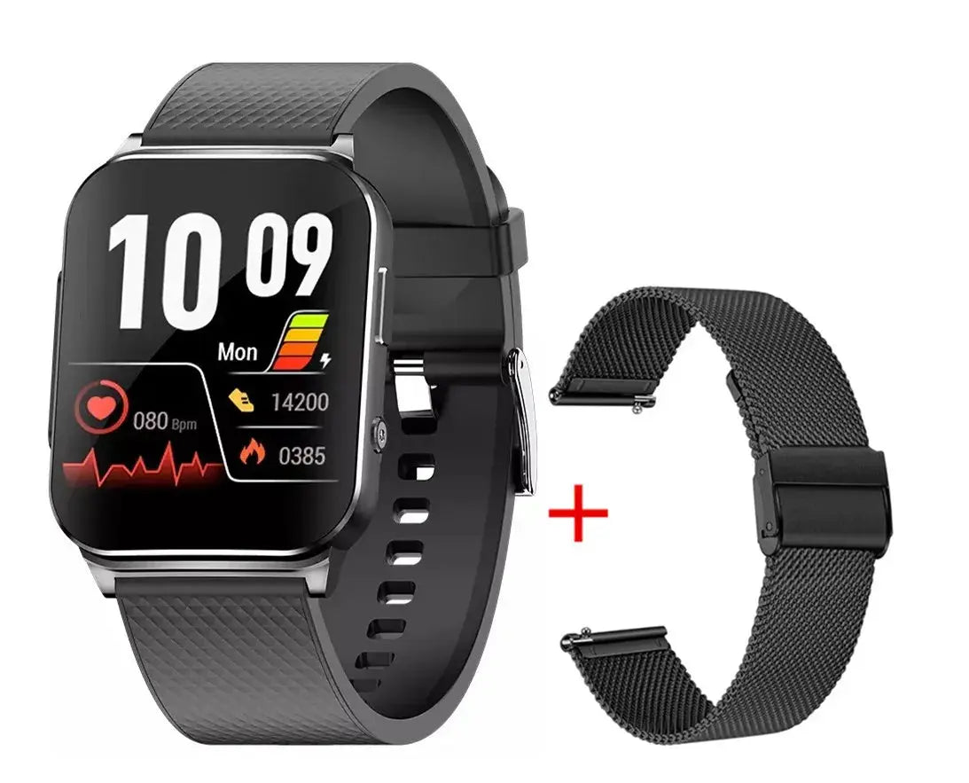 VitaFit Pro 2 Connect Meditakt Silikonband + Milanaise - Schwarz 1 Modern(Eckig) 